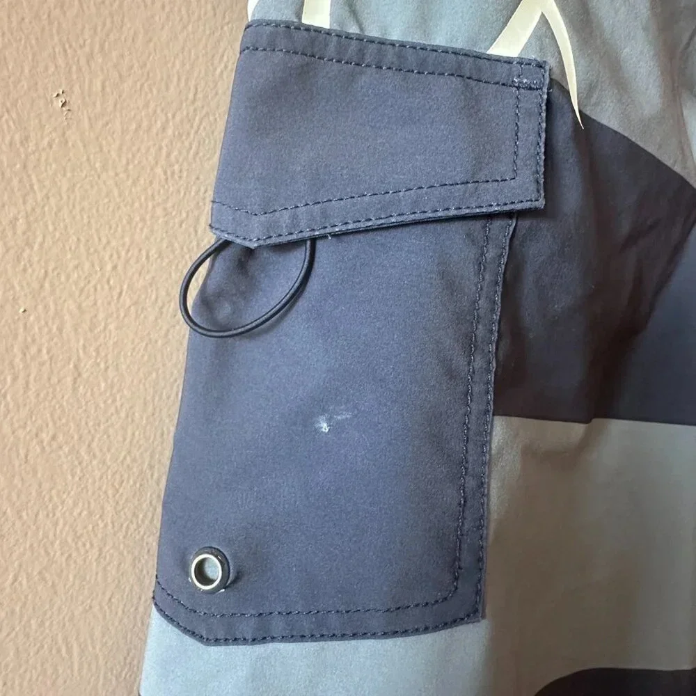 Men's 28 RVCA Board Surf Swim Shorts Navy Gray Velcro Tie Beach Summer